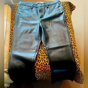 Never worn, black Zara, crop flare, leather like pants. Size 6